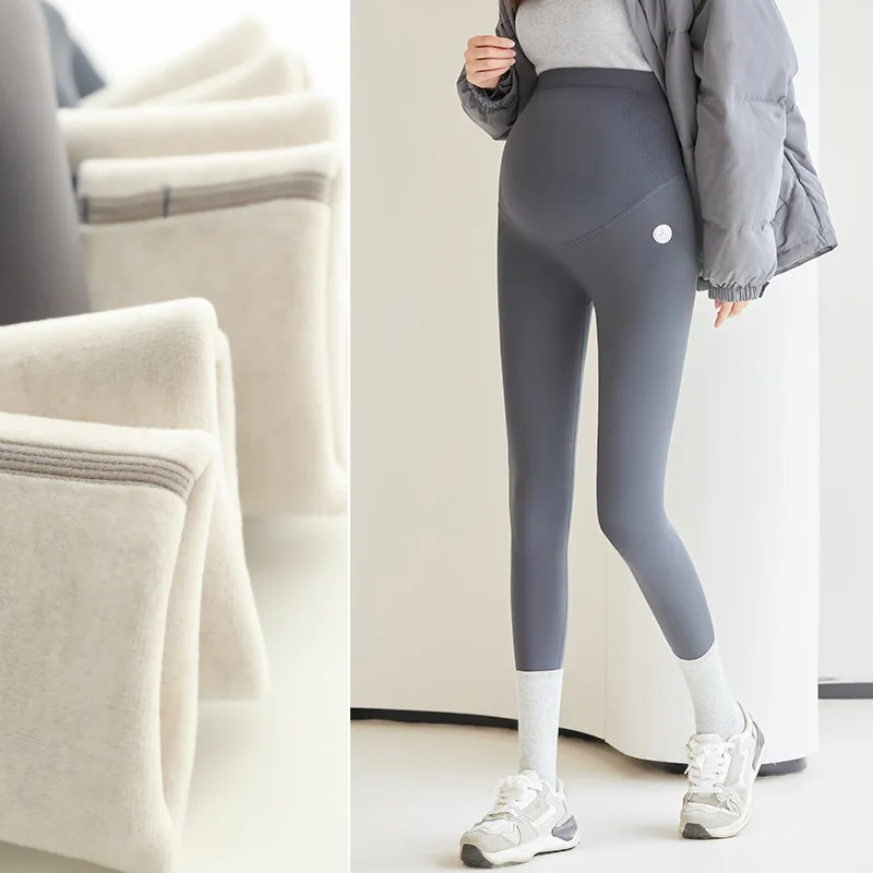 New Winter Maternity Leggings Fleece Pregnant Women Clothes Leggins Thermal Pants Warm Comfort Versatile Maternity Shark Pant