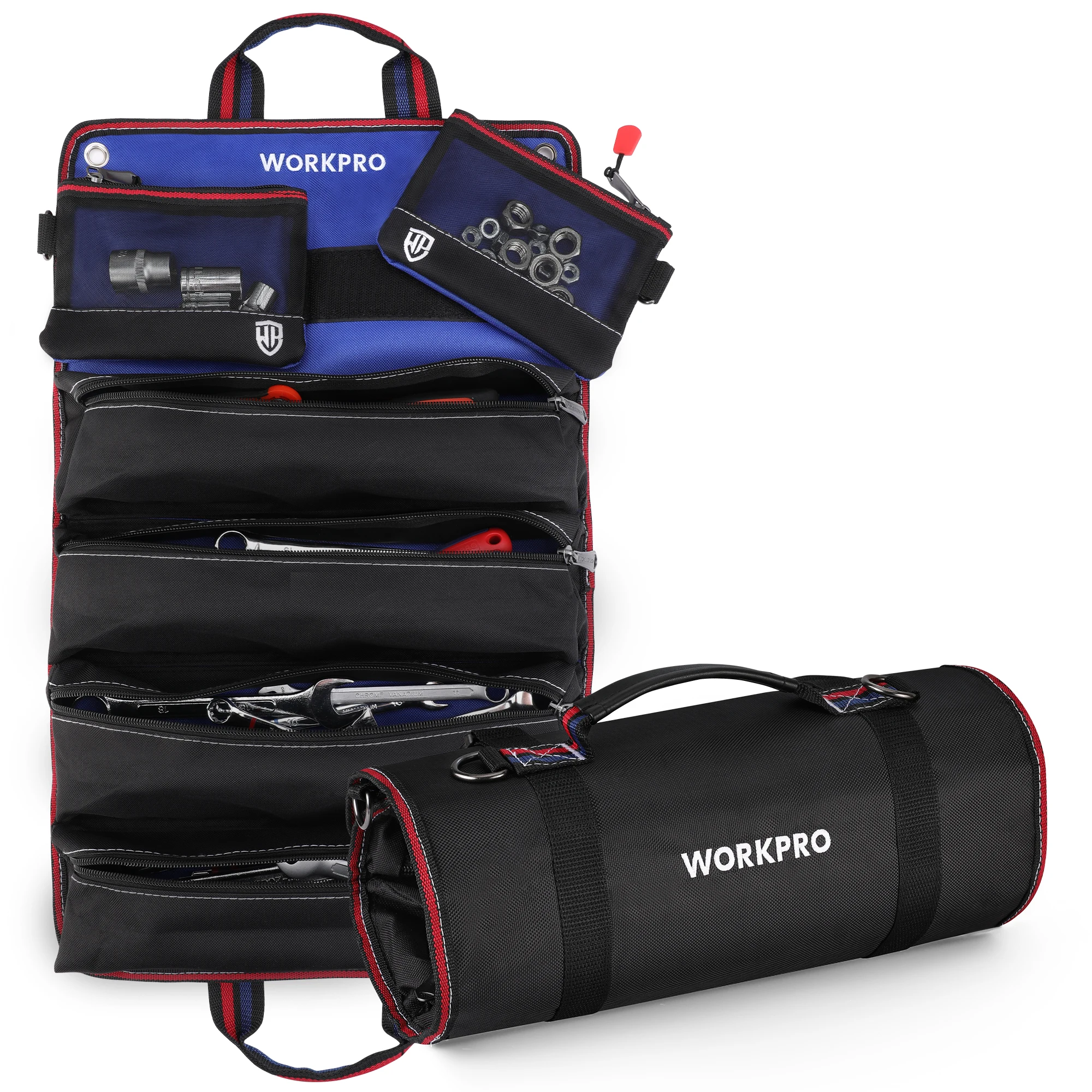 

WORKPRO Roll Up Tool Bag with 6 Pockets Multi-purpose Heavy Duty Tool Organizer with Detachable Tool Pouches for Repair Car