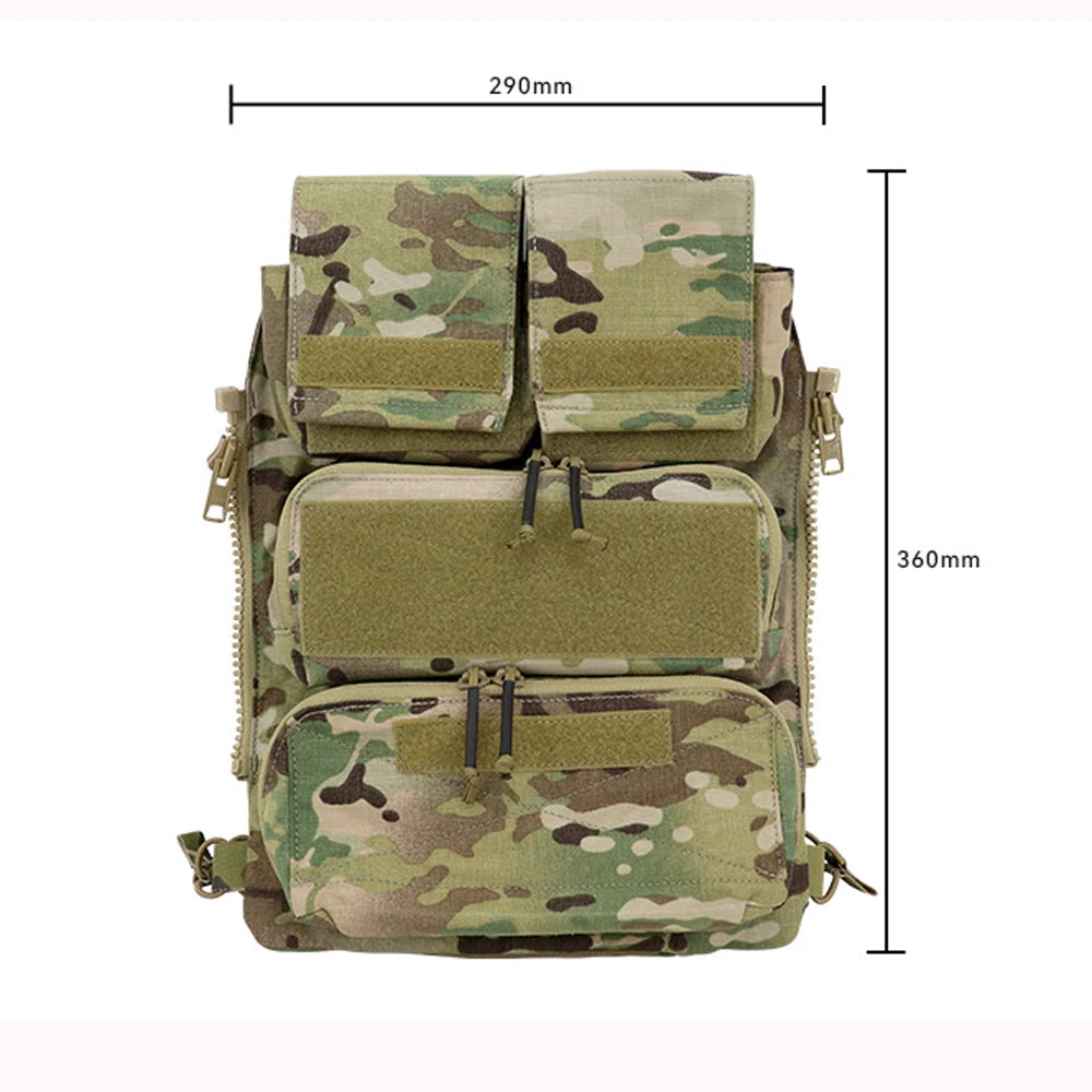 Tactical Modular Backplate Zipper Bag Molle Bag, Suitable for AVS JPC 2.0 CPC Vest Hunting Accessories