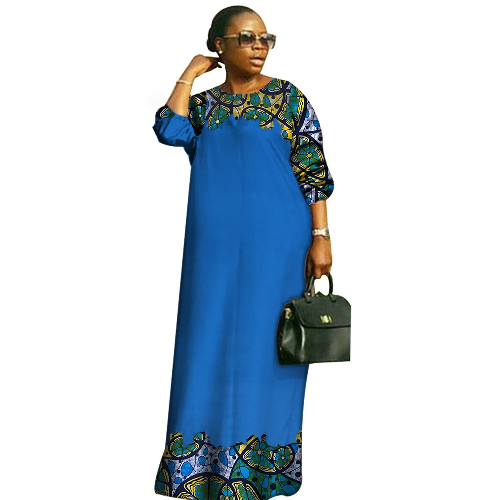 

Casual African Dresses for Women Plus Size Long Maxi Dress Dashiki Bazin Riche O-neck Loose Dresses African Clothes 6xl WY2879