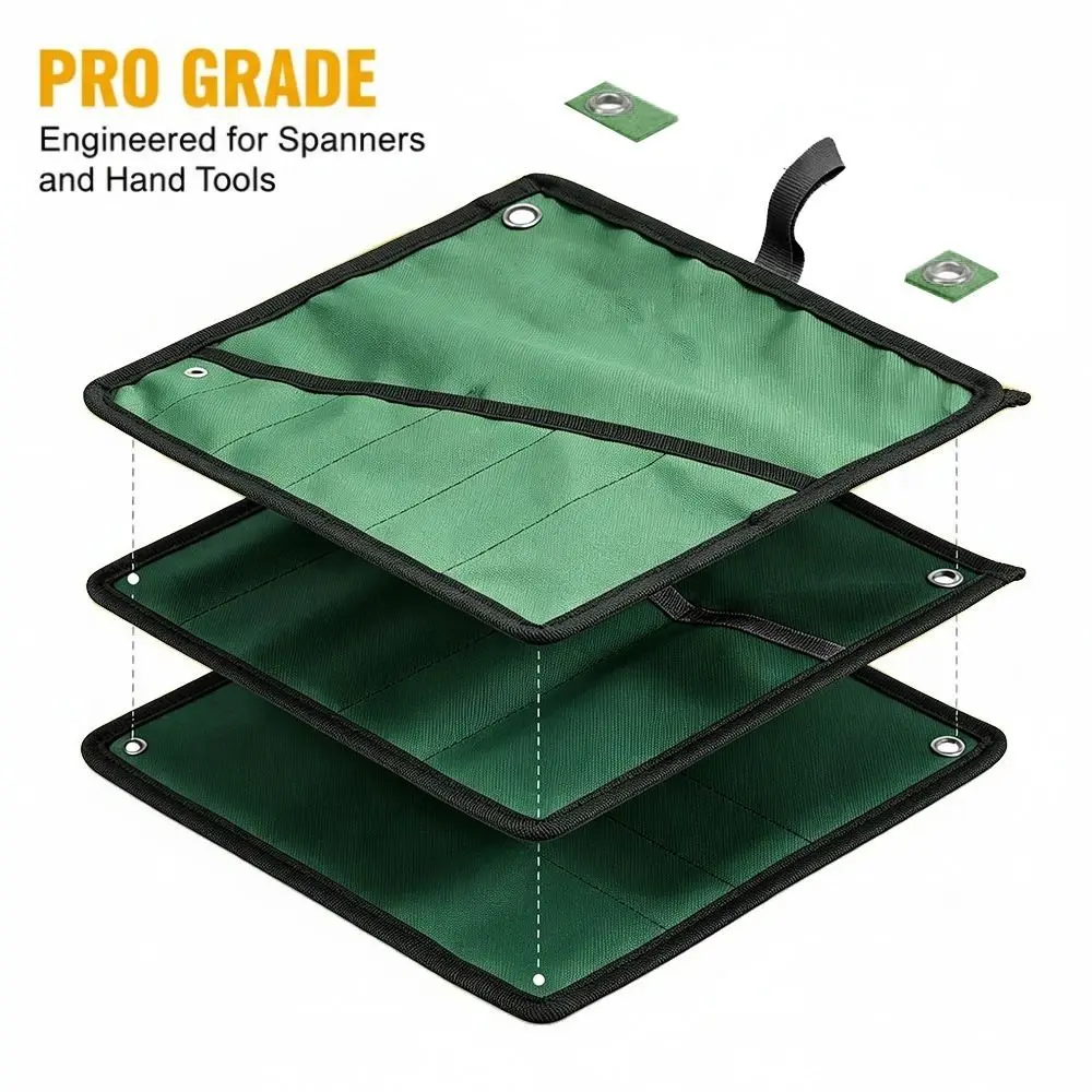 Durable Spanner Wrench Tool Bag Meltblown Cloth Polyester Wrench Storage Bag Roll Up Design Blue Tool Roll Storage Bag