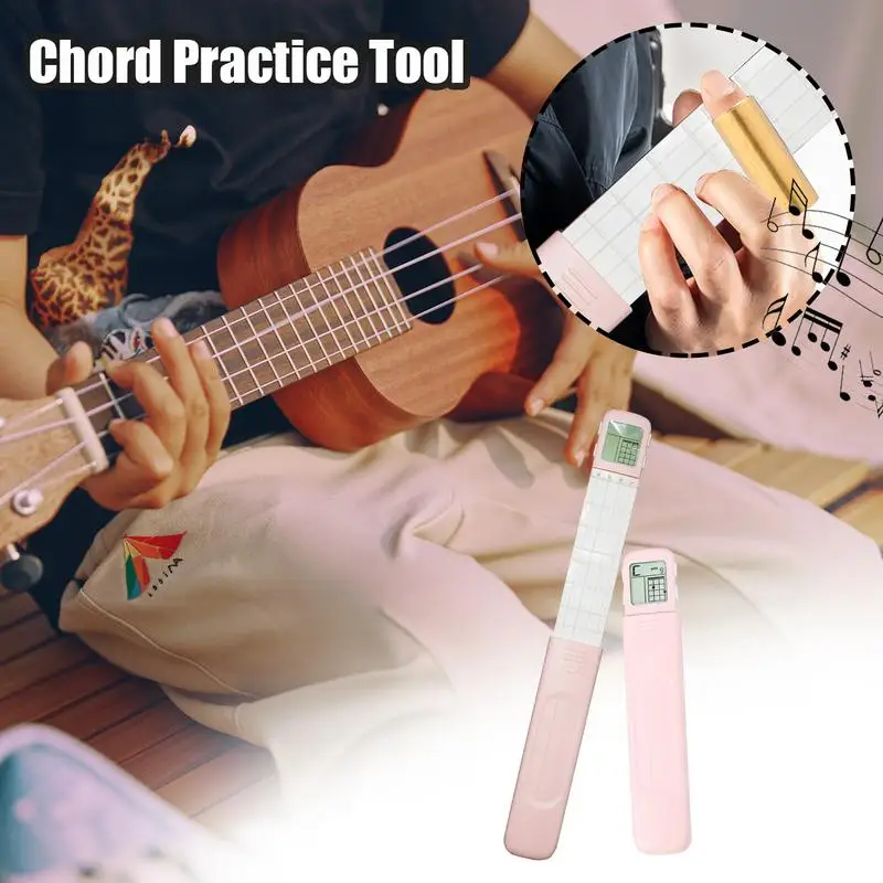 Digital Guitar Chord Trainer Ukulele Practice Training Tool With Rotating Chart Screen Portable Chord Finger Exerciser With