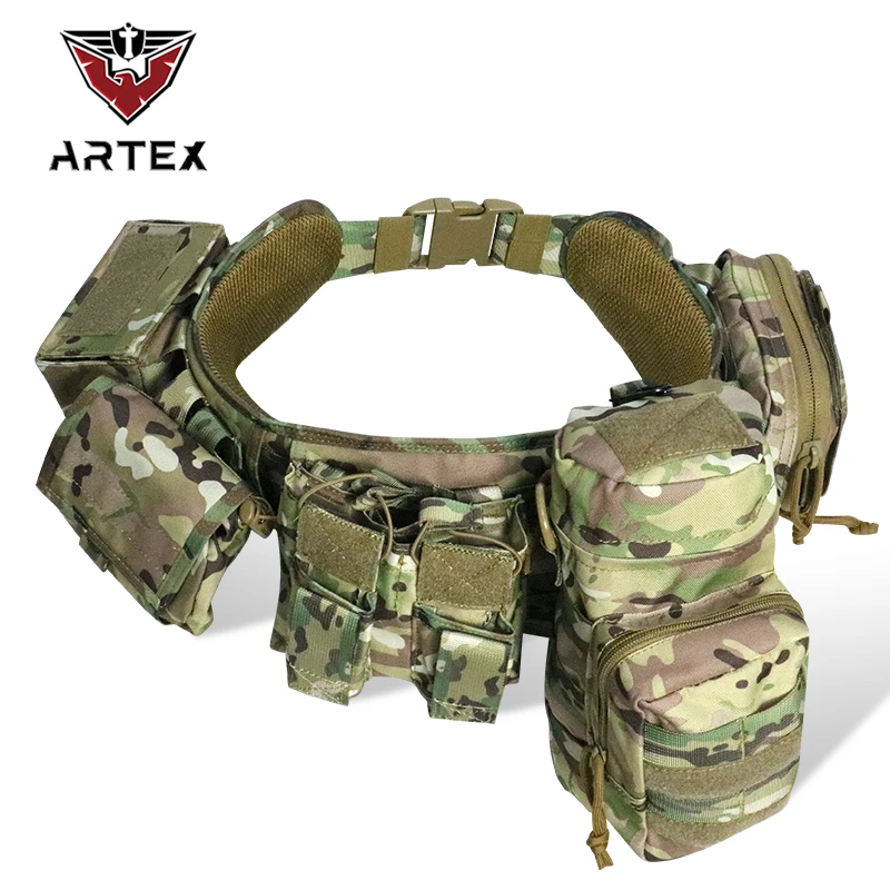 ARTEX Tactical Battle Belt 7 in 1 Airsoft Utility,  1000D Nylon Tactical Duty Belt with Mag Pouch BagTactical Waist Belt