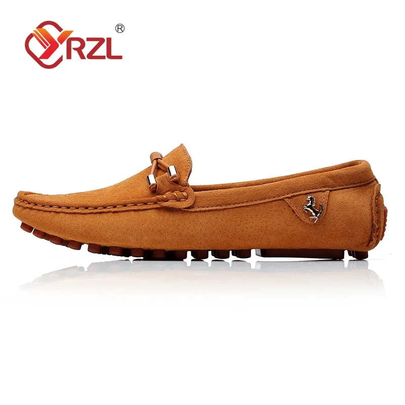 YRZL Loafers Men Big Size 48 Soft Driving Moccasins High Quality Flats Genuine Leather Shoes Men Slip-on Suede Loafers for Men