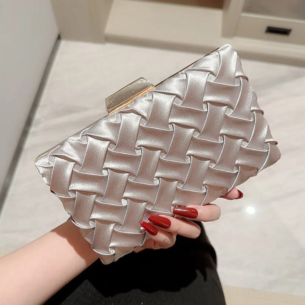 

Fashion Luxury Silk Fabric Dinner Handbag Satin Elegant Evening Banquet Bag Purse Chain Bridal Clutch Bag Wedding