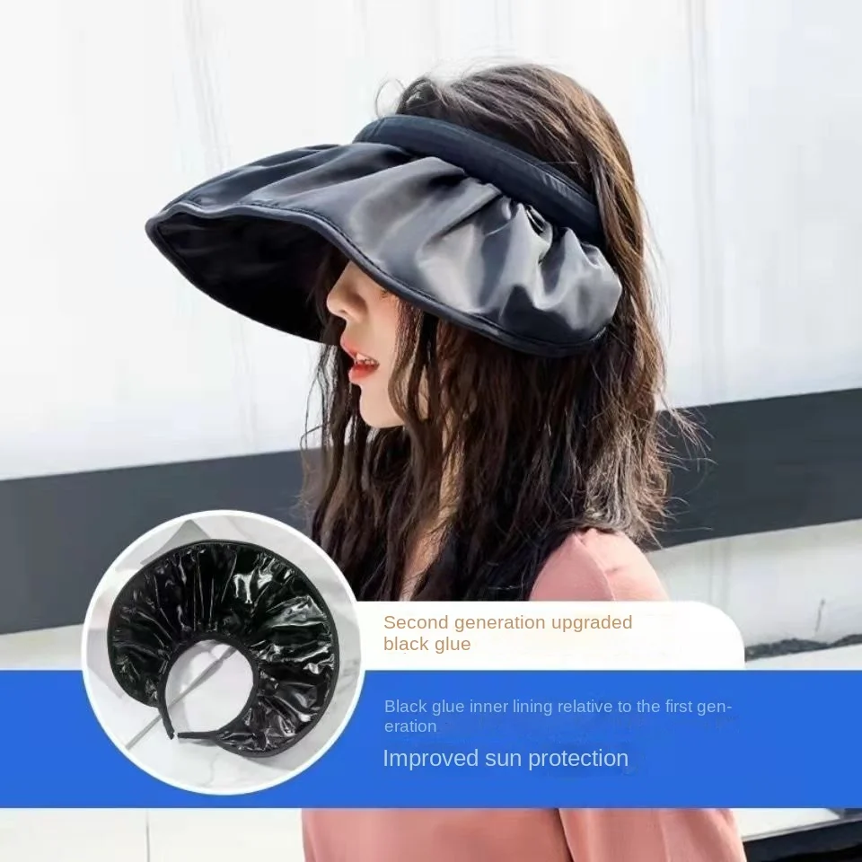 Summer Hats For Women Wide Brim Empty Top Lady Hat Sunscreen Sun Visor Sun Hat Beach Cap Outdoor Cycling Portable