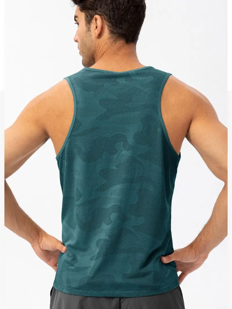 Men's Printing Stitching Sports Vest Loose Yoga T-shirt  Fitness Vest Comprehensive Training Jogging Quick-drying And Breathable
