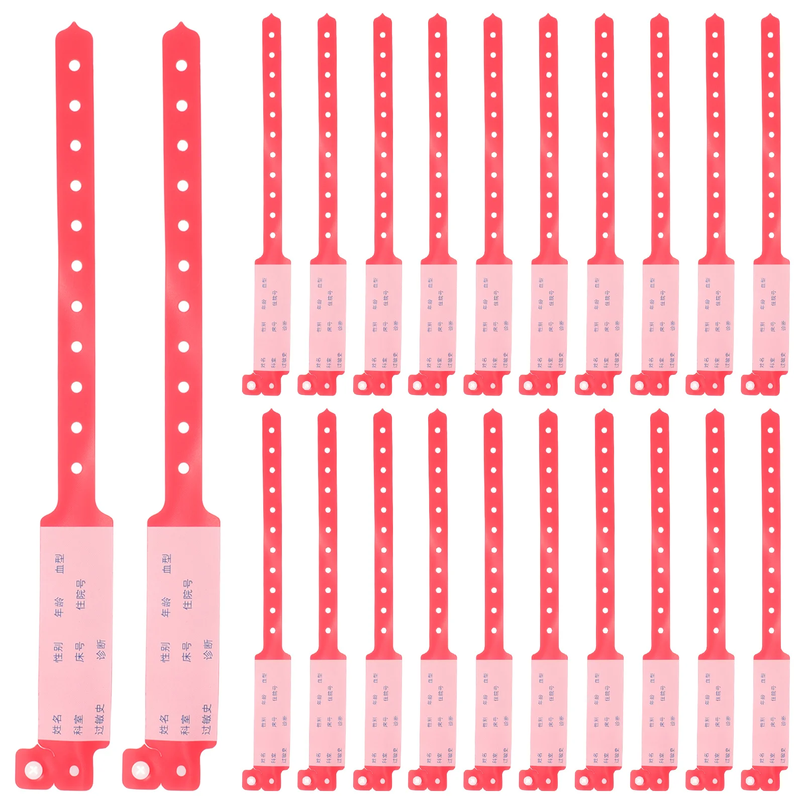 100 szt. Opaski identyfikacyjne dla dorosłych, czerwone, wodoodporne, jednorazowe opaski pacjenta, bransoletki medyczne, bezpieczeństwo