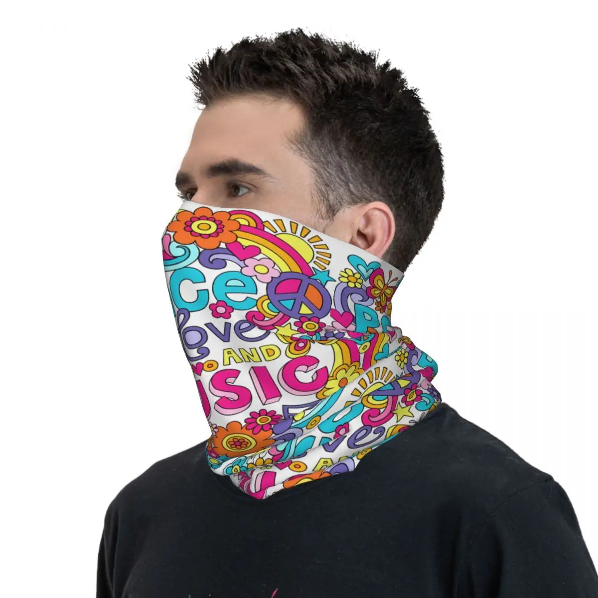 Pañuelo de poliéster para el cuello, mascarilla de amor y paz