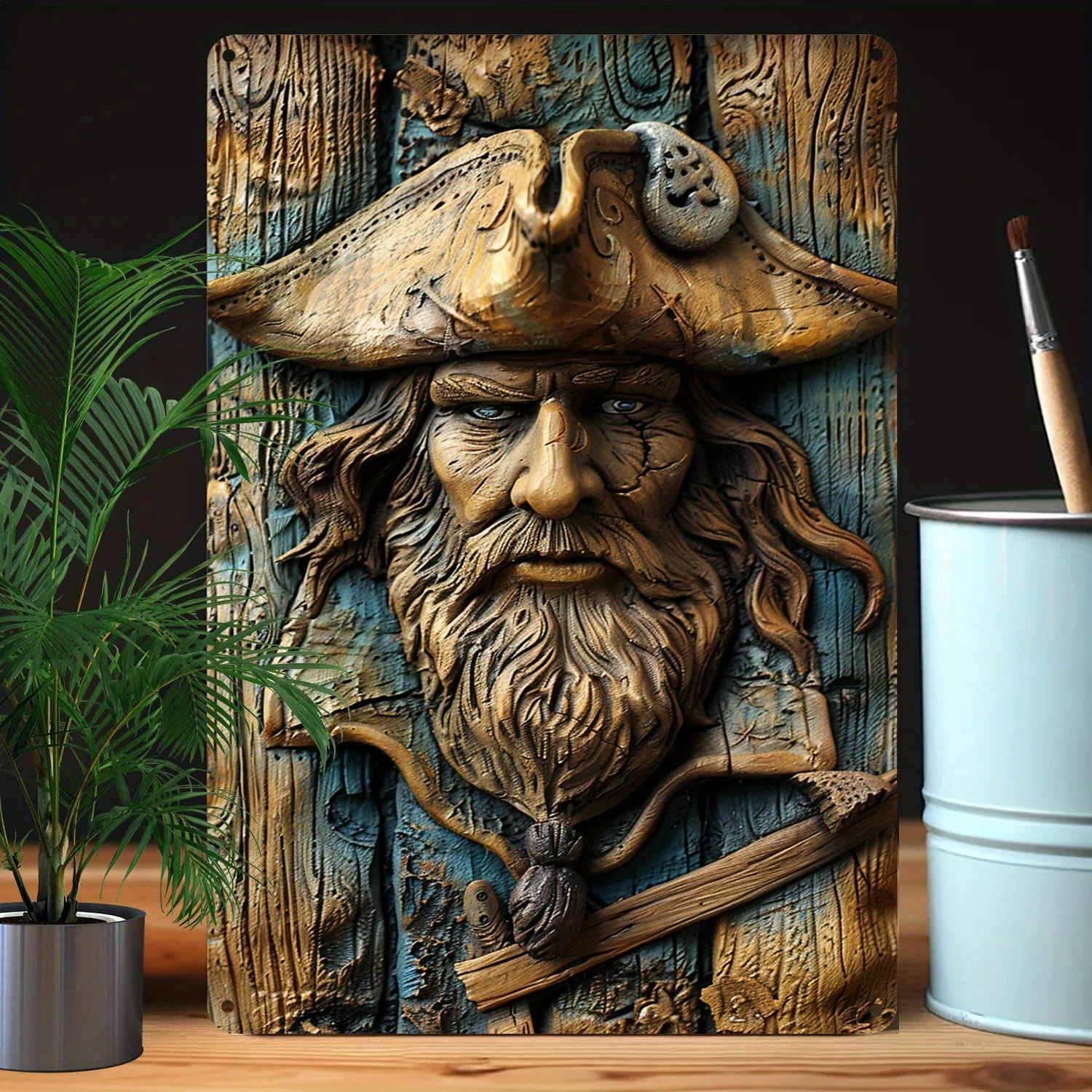 Pirate Captain Themed Sign Wall Art, Plaque Design, Durable Display for Home, Office, and Store Decoration, High Bend Resistance