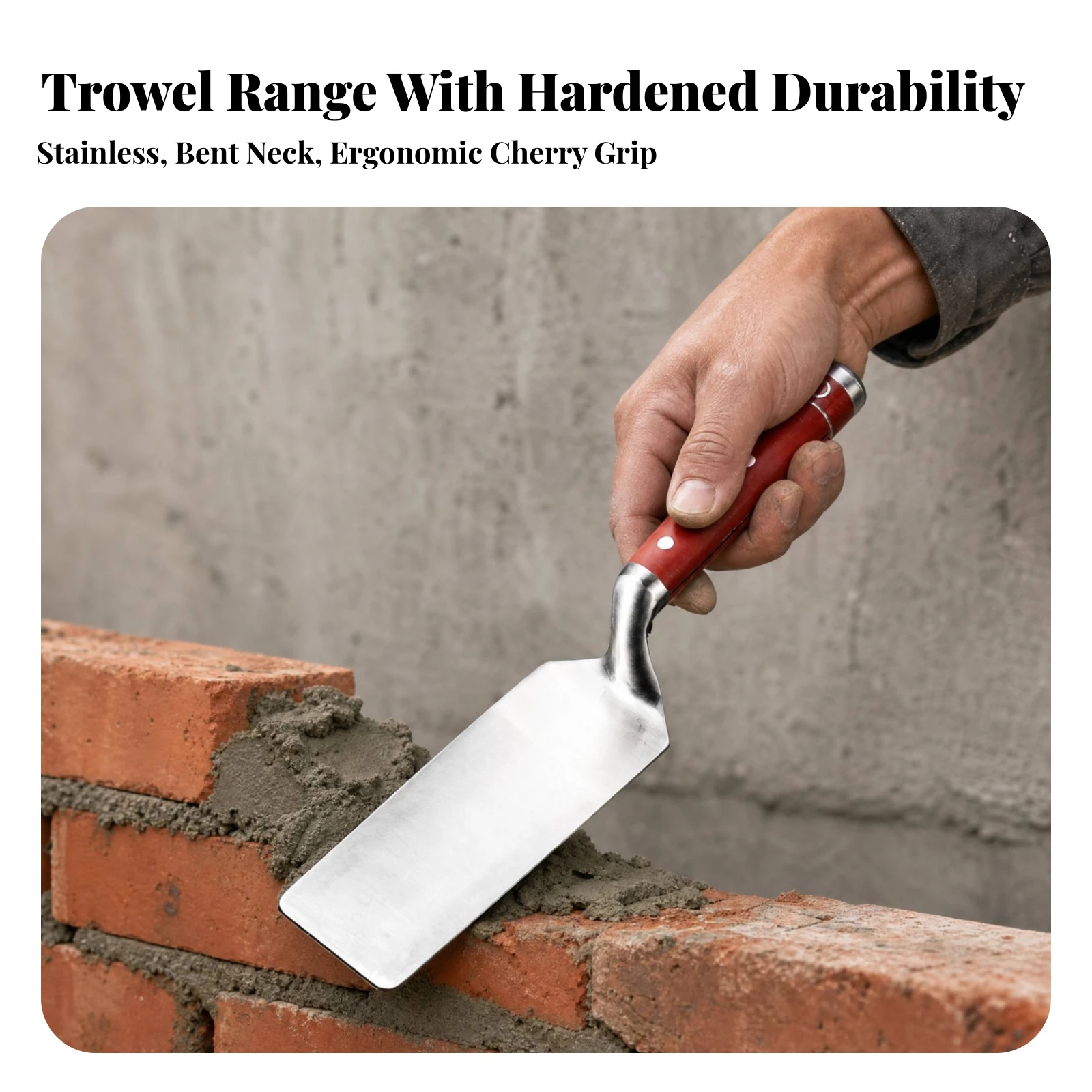 Trowel with Stainless Steel Blade Long-Lasting Mortar Trowel Sturdy Reduces Hand Fatigue for Masons, Renovation Projects