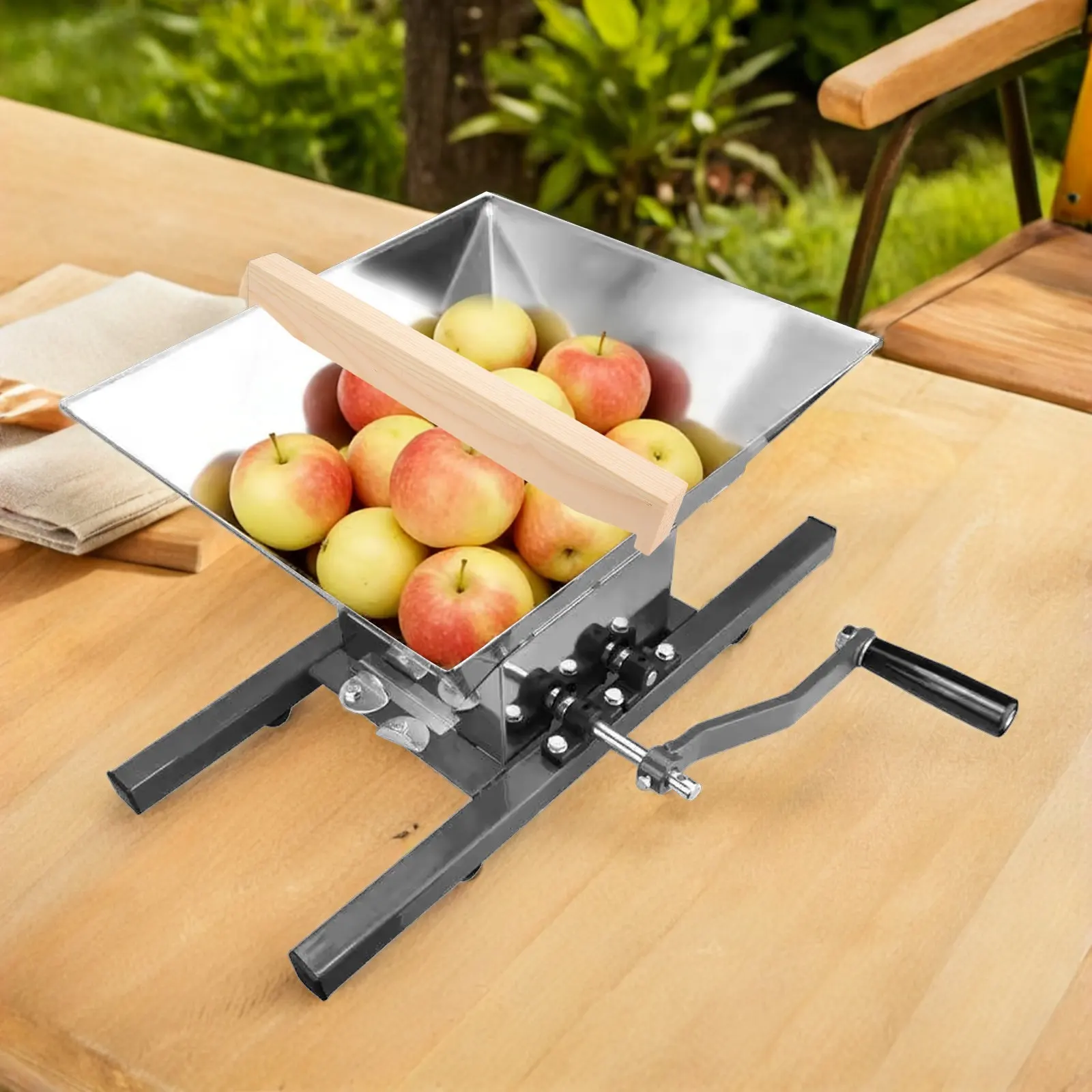Manual Fruit Crusher Feed Funnel Handle Fixing Rod Wooden Rail .4 Replacement Part for Grape Grinder Kitchen