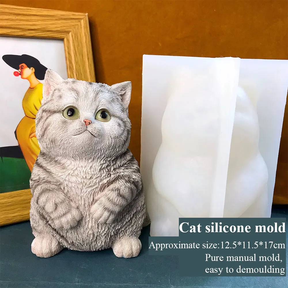 Cat mold Cat mold domestic cat mold Dandan drop glue plaster DIY cute cat thin silicone mold