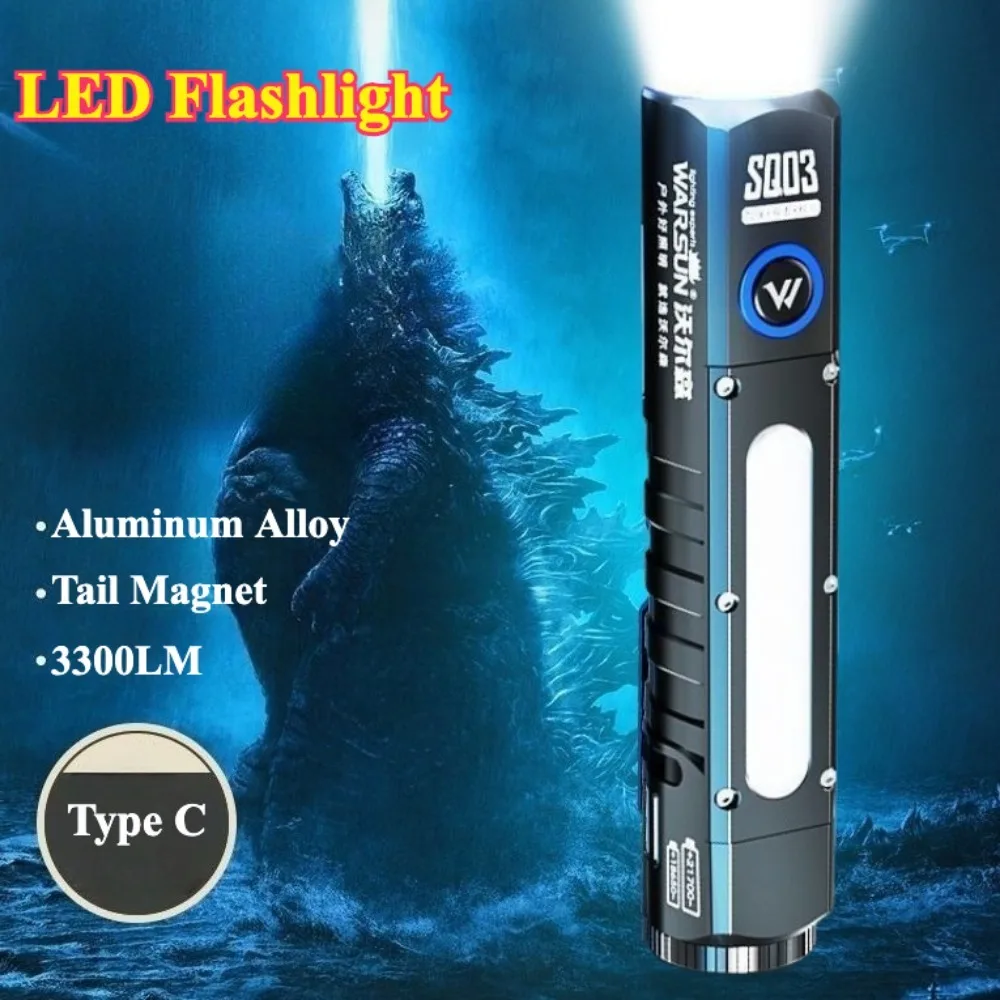 

Уличный тактический фонарь из алюминиевого сплава со светодиодами, перезаряжаемый, водонепроницаемый, с магнитом, COB-светильник для кемпинга и экстренных ситуаций