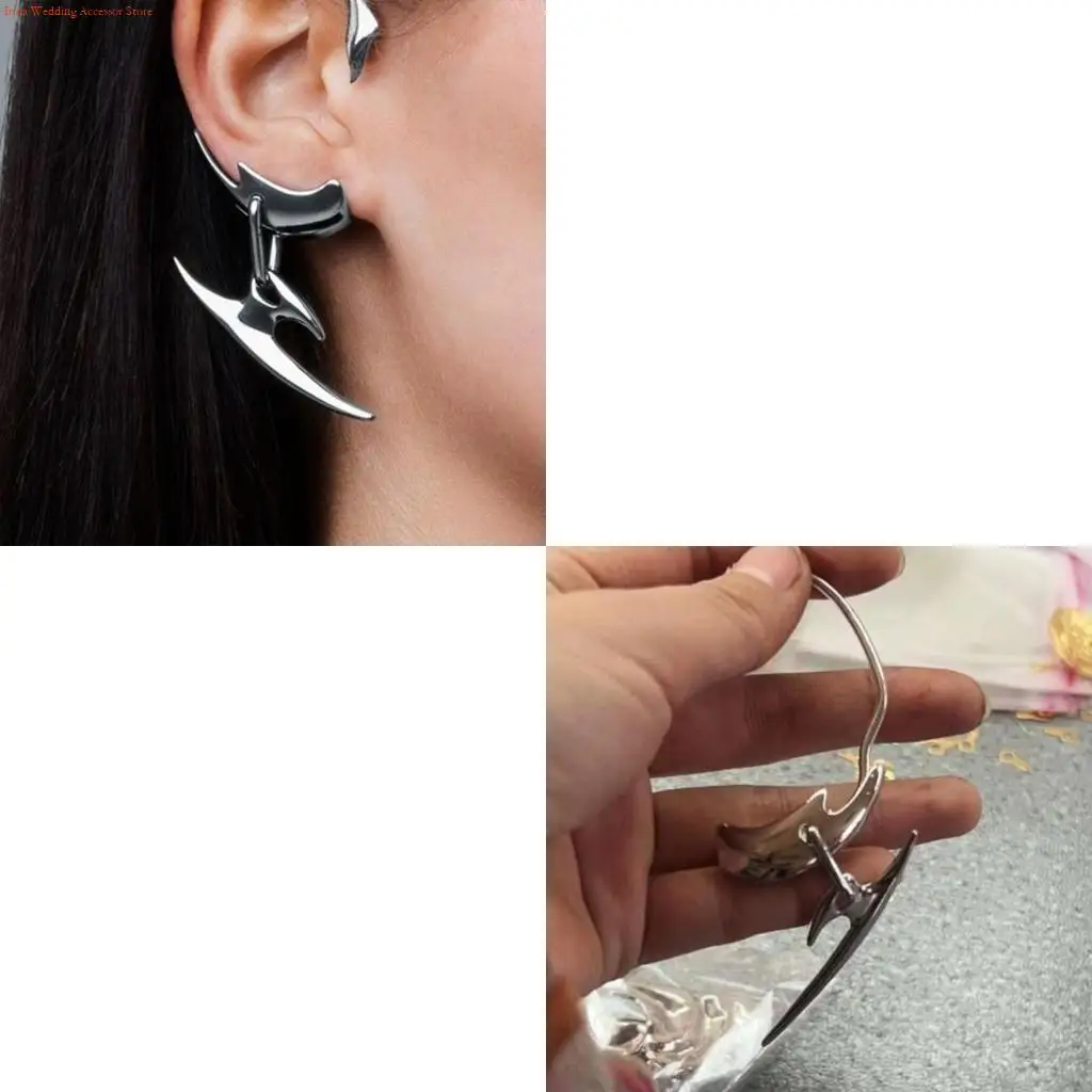 G92D Piercing Silver Color Metal Earring for Women Men Couple Cool Jewelry Gift