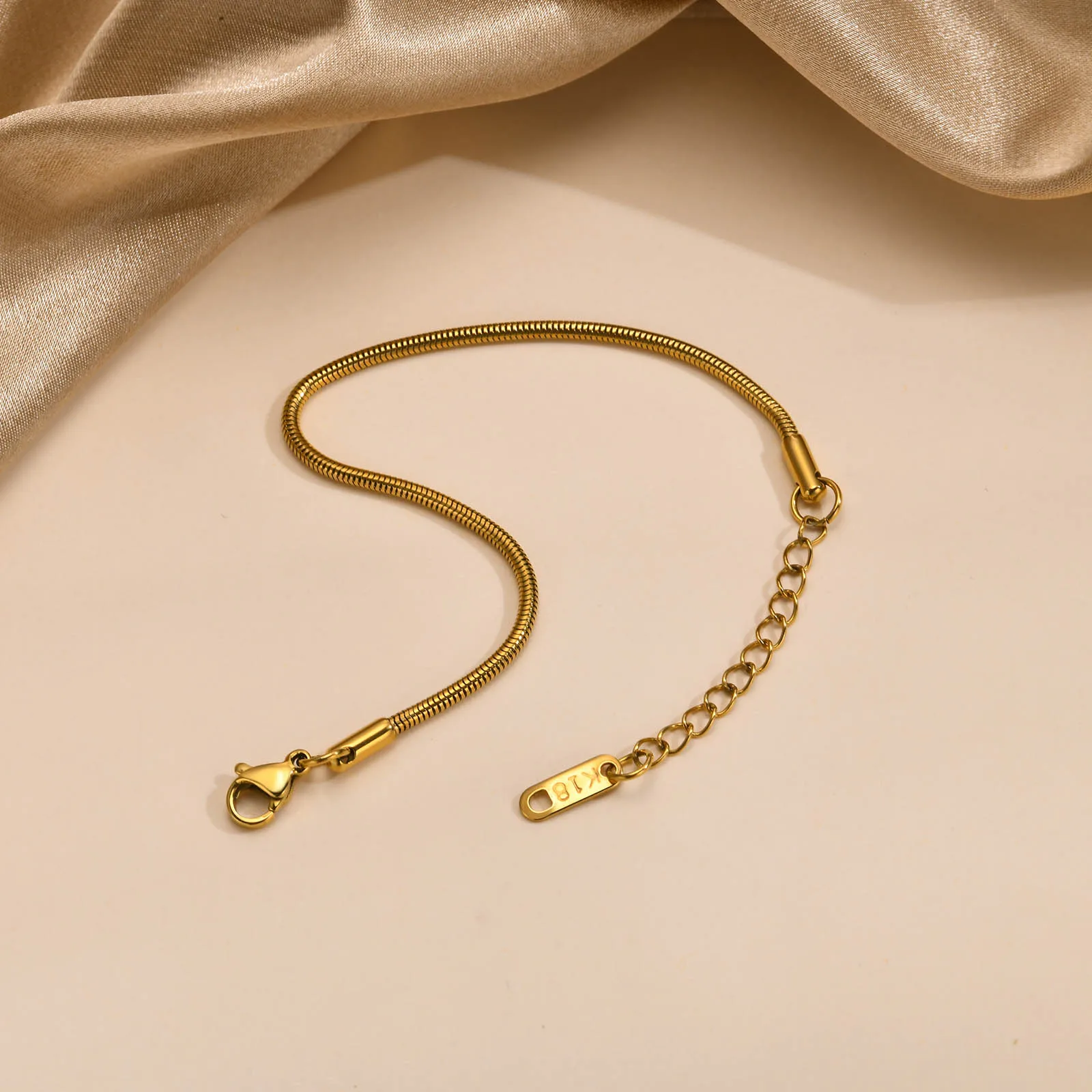 Vnox Chic 2mm Round Snake Chain Bracelets for Women Girls Waterproof Stainless Steel Link Chain Wristband Birthday Gifts for Her