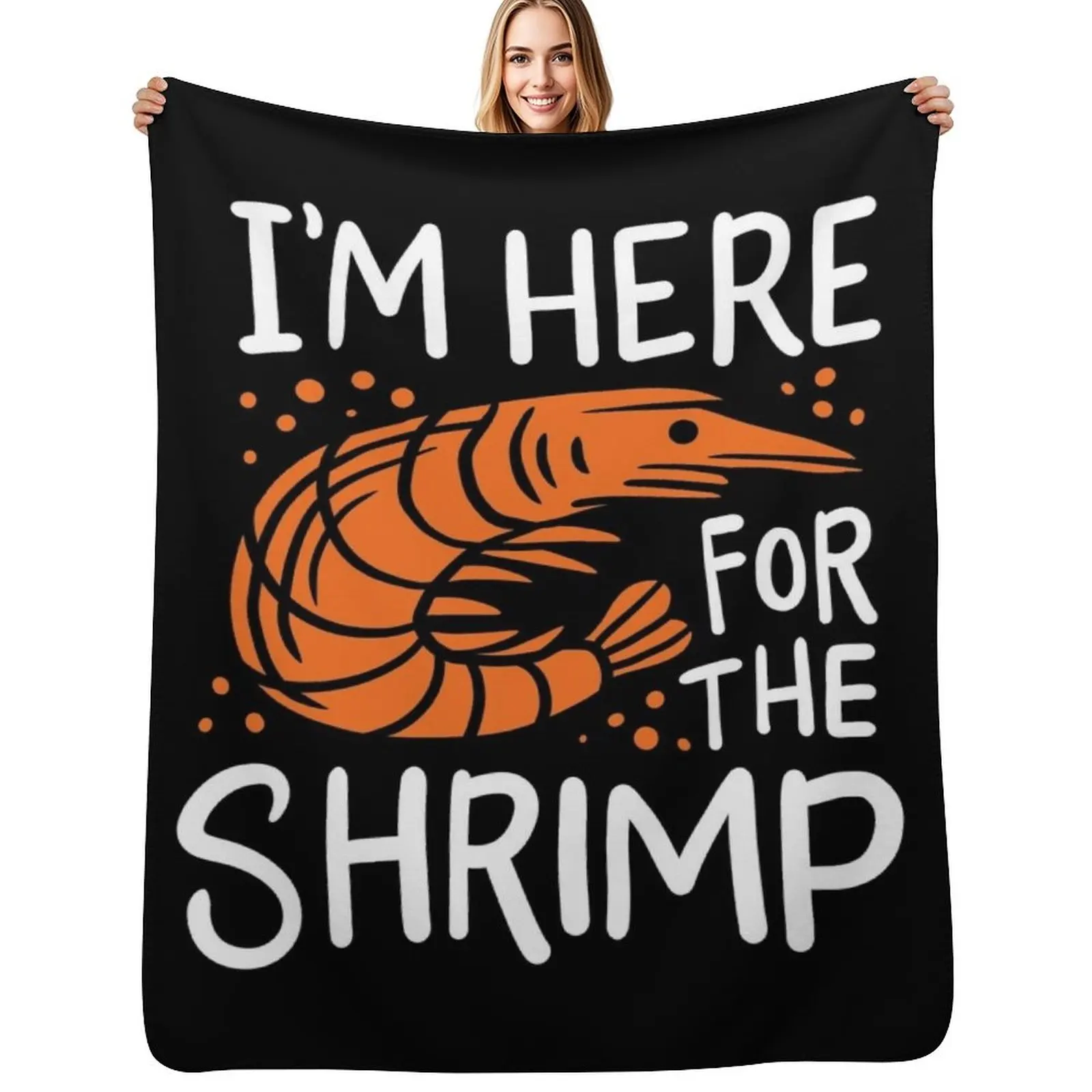 Shrimp Seafood Throw Blanket All Season Lightweight Soft Blanket for Bed