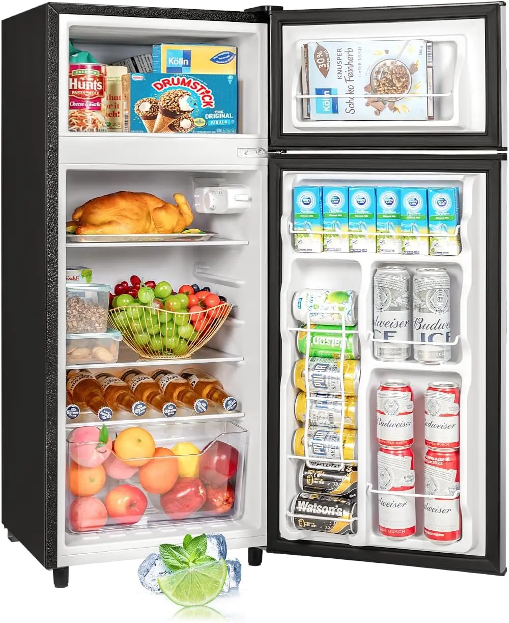 Refrigerator with Freezer, 4.5 Cu.Ft, Small Fridge with Freezer, 7 Settings Temperature Adjustable