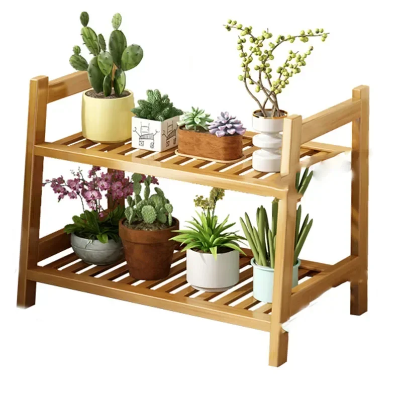 Square Flowers Plant Shelf Outdoor Universal Tiered Floor Plant Shelf Luxury Bamboo Estante Para Plantas Garden Furniture