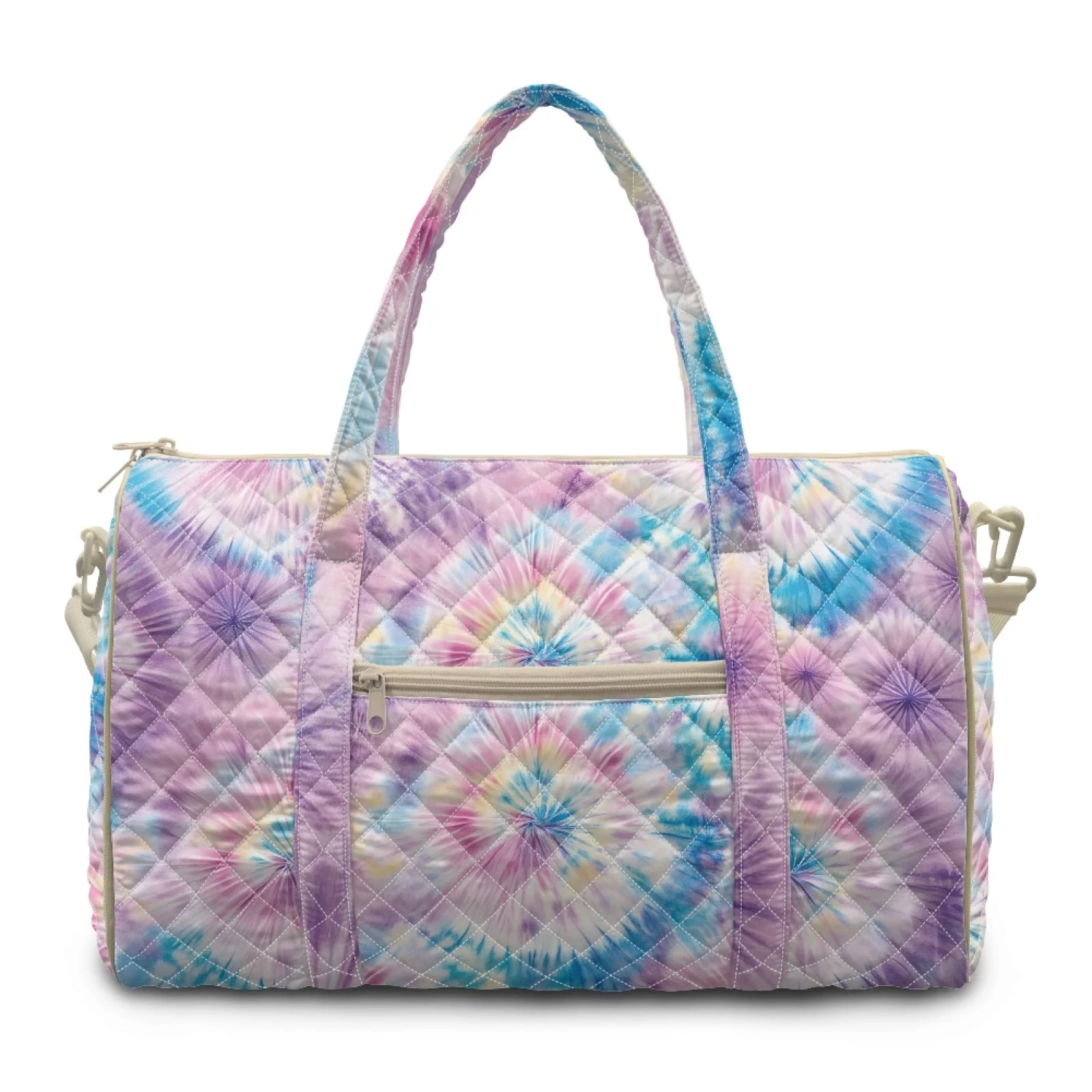 Coloranimal Spiral Tie Dye New Trend Quilted Duffle Bag Polyester Zipper Pocket Travel Duffel for Beach