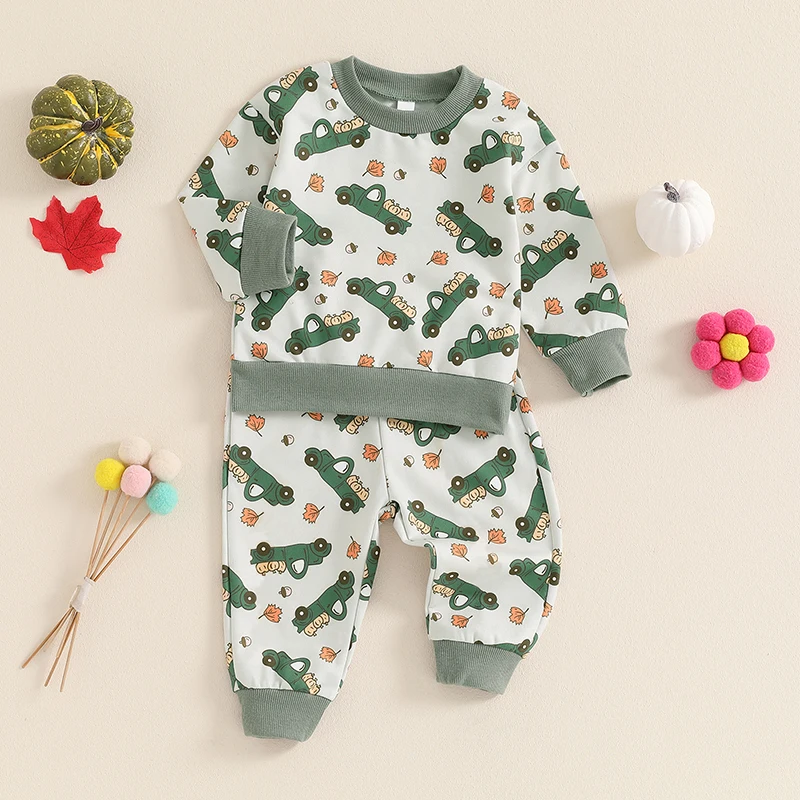 Toddler Girl Boy Halloween Outfit Baby Pumpkin Clothes Long Sleeve Halloween Sweatshirt Pants Fall Winter Set image 4