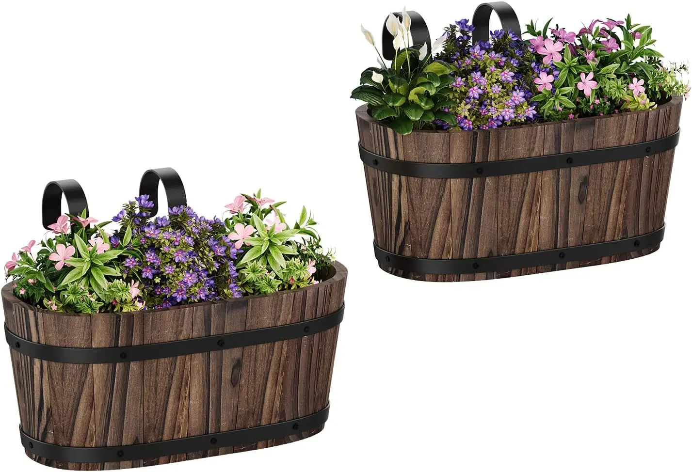 

Подвесные деревянные кашпо с отсоединяемыми крючками для балкона, веранды, террасы – декор для сада, двора, дома в деревенском стиле