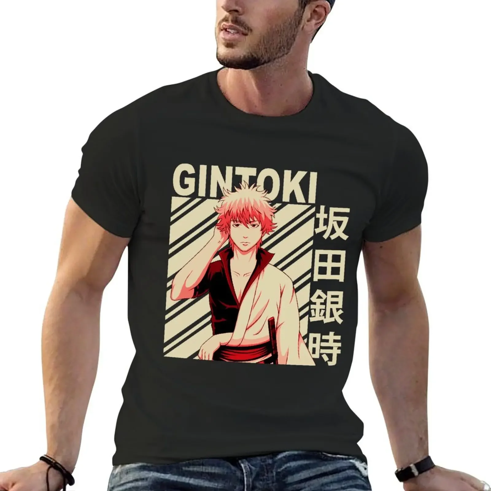 Gintoki Sakata Vintage Art T-Shirt custom t shirt summer top hippie clothes mens white t shirts