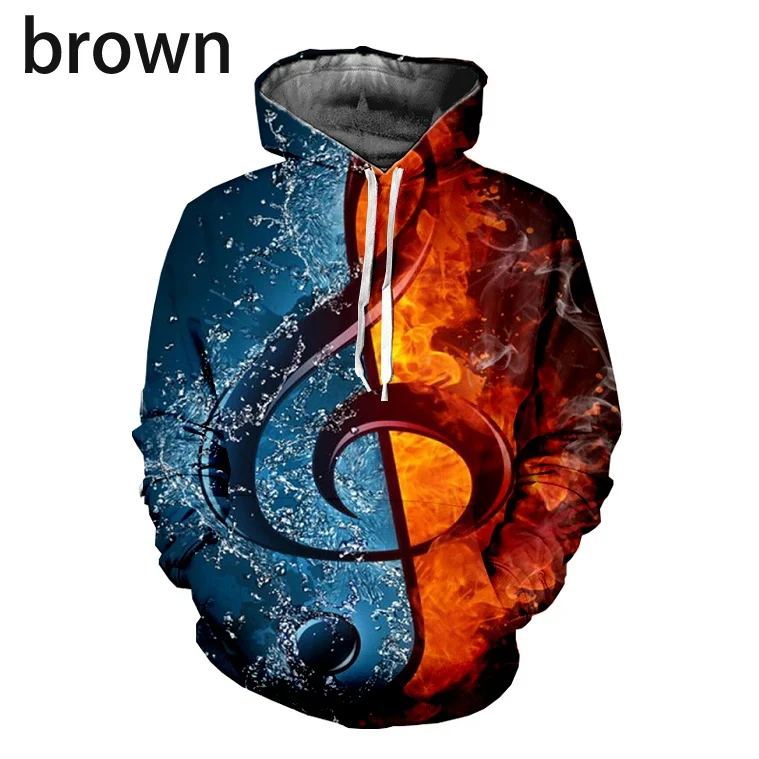 2022 New Fashion Music Note 3D Printing Hoodies for Men and Women Sweatshirt Funny Pullover