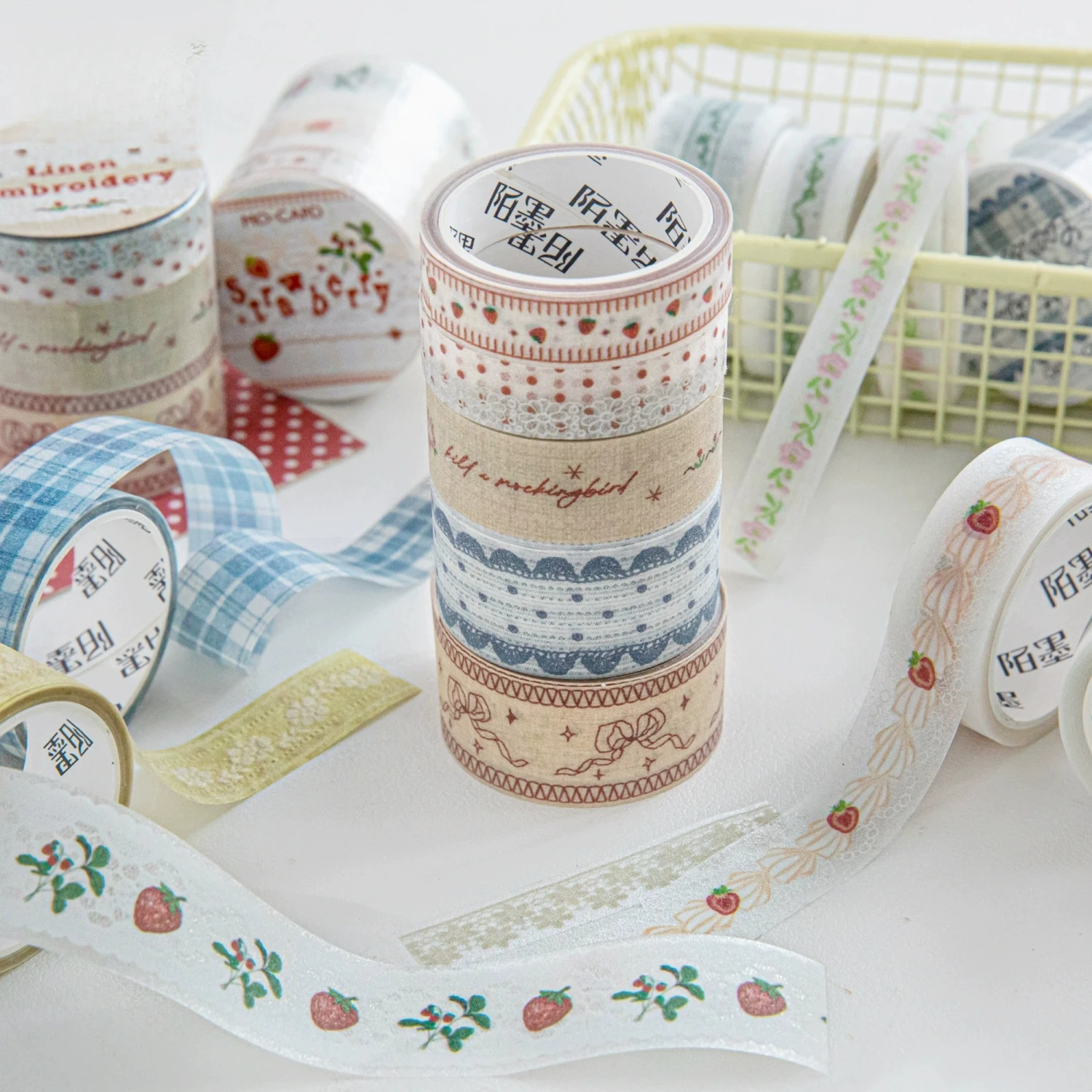 3 Rolls Handmade Lace Series PET Washi Tape Transparent Floral Lace Decorative Tape For Journal DIY Craft