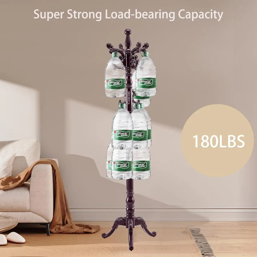 حامل معطف قائم بذاته من الخشب الصلب العتيق مع قاعدة مثلثة للمدخل أو المكتب شماعة شجرة معطف خشبية شديدة التحمل wi #6