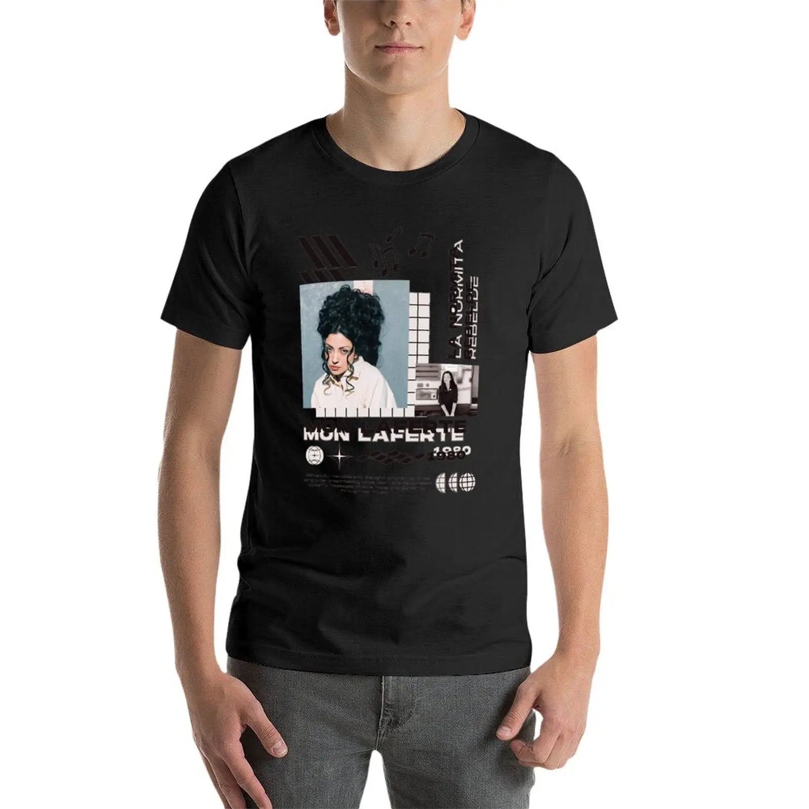 Mon Laferte-camiseta masculina de tipografia estética, blusa de verão, manga curta, roupas casuais, estilosas, Y2K