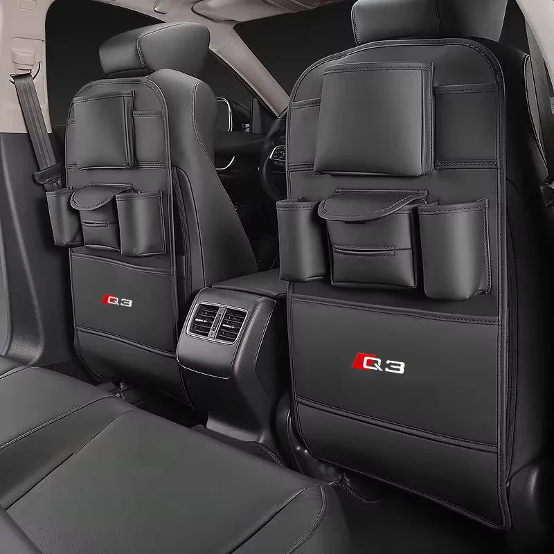 Car Seat Anti Kick Pad For Audi Q3 Q5 Q7 Quattro TT Leather Seat Back Organizer Anti Kick Pad Anti Scratch Protector Cover