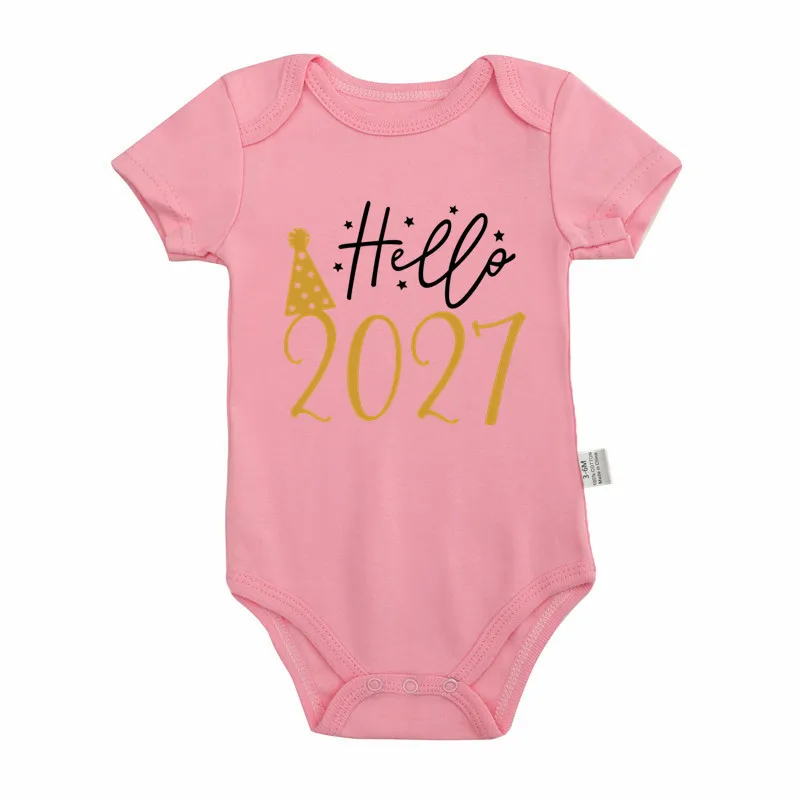 Hallo 2027 Neugeborenen-Baby-Body aus Baumwolle mit kurzen Ärmeln, Baby-Strampler, Body für Jungen und Mädchen, Neujahrs-Kleidung, Weihnachtsgeschenk. – Detail 7