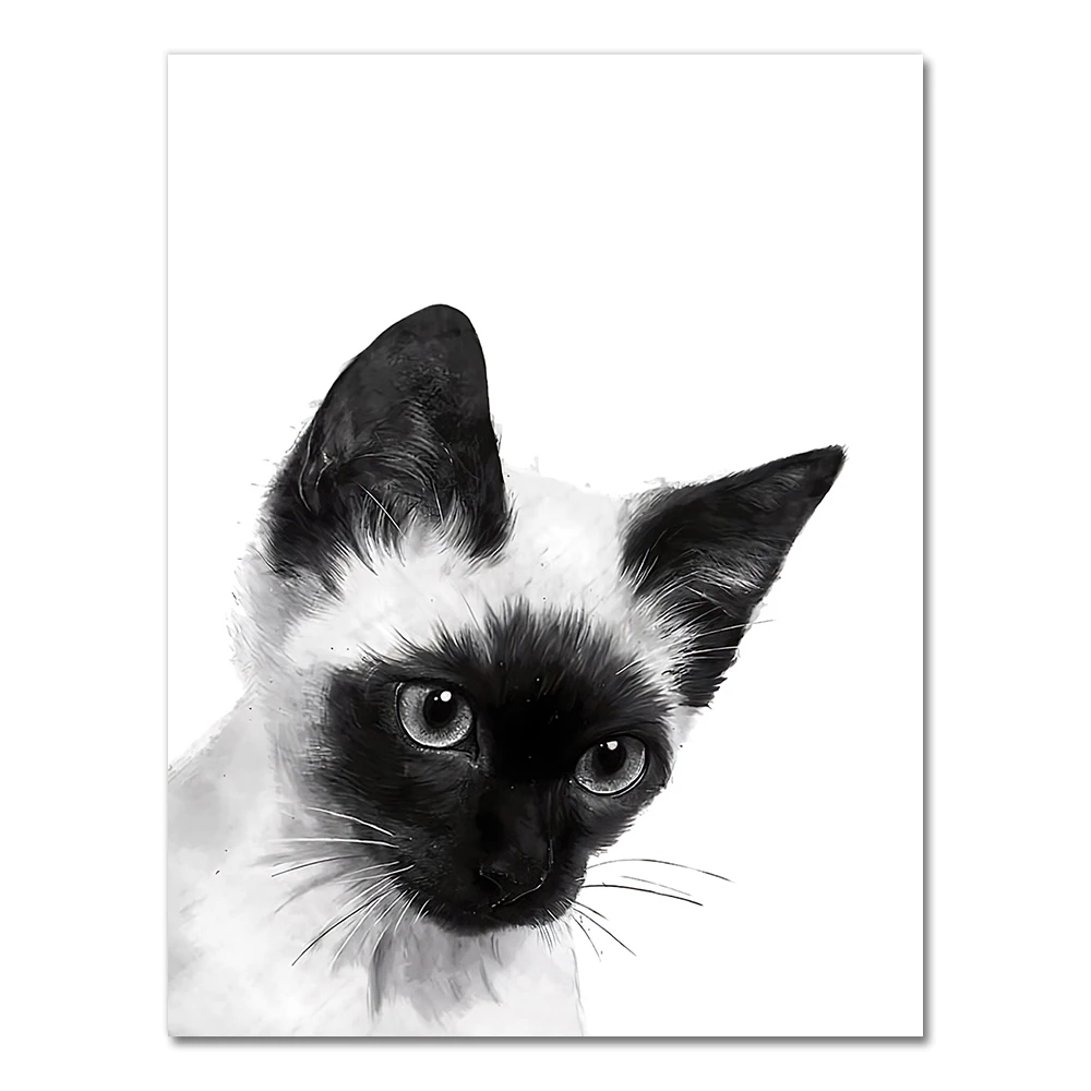 2026 Funny Kitty Cat Black White Kids Nordic Posters And Prints Wall Art Canvas Painting Wall Pictures For Living Room Salon D