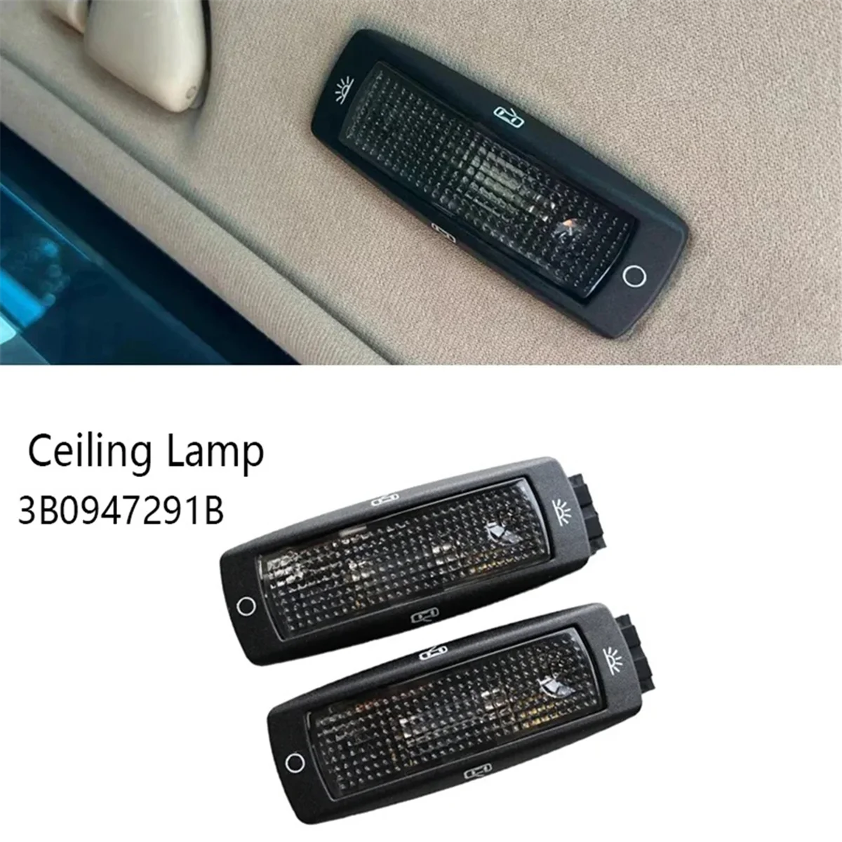 Imagem -03 - Rear Reading Mapa Dome Light Lâmpada do Teto Preto para vw Golf Passat 3b0947291 19982005 Beetle Bora Superb 3b0947291b Pcs