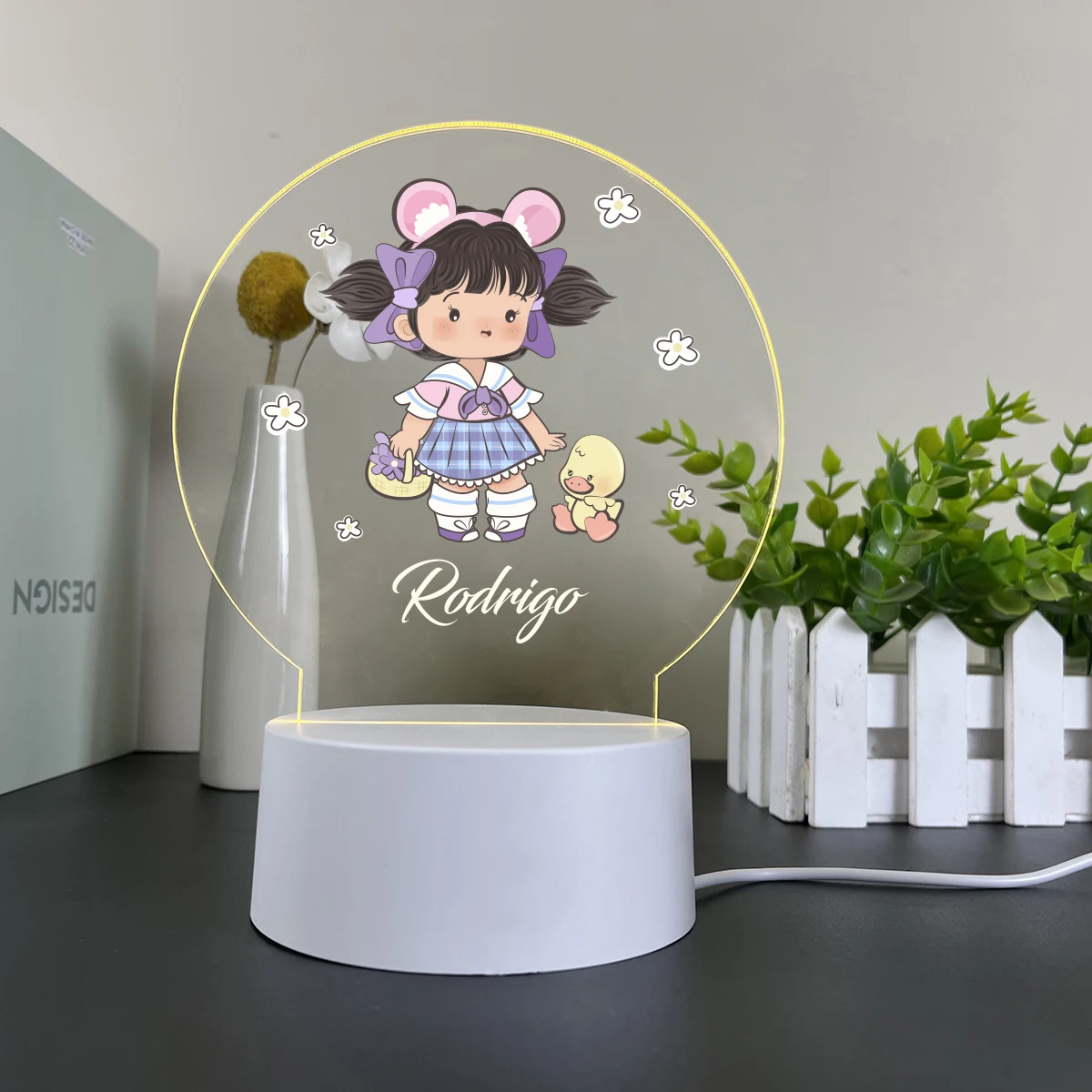 Luz acrílica personalizada para niños, decoración de dormitorio, regalo de Navidad, lámpara de noche de mesa, 1 unidad