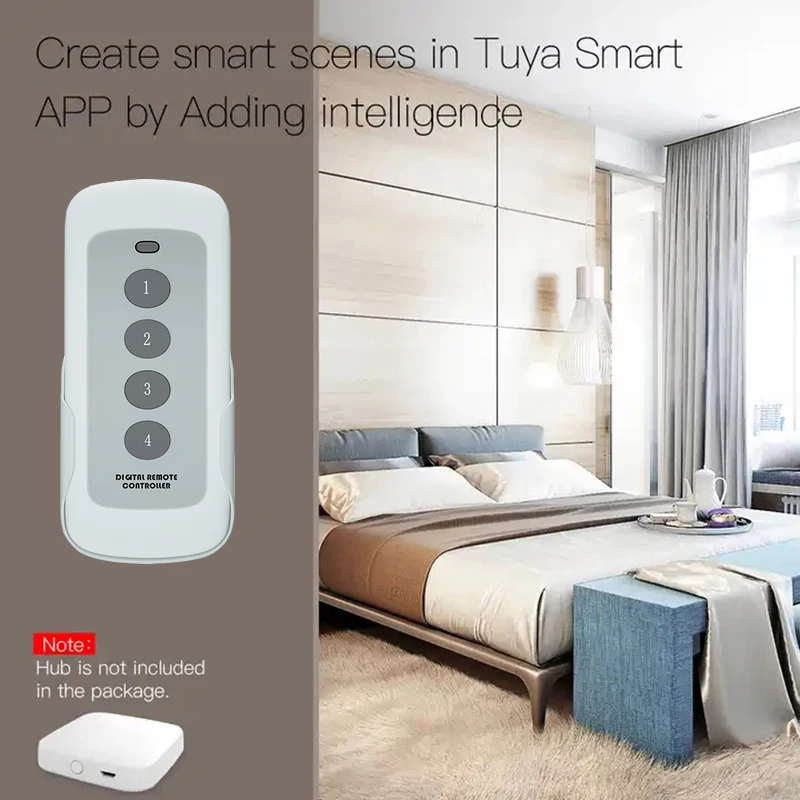 Tuya ZigBee Smart Scene Switch, 4 Gang Remote, portátil para Smart Home, Cenário de Automação, Controle com Alexa, Google Home