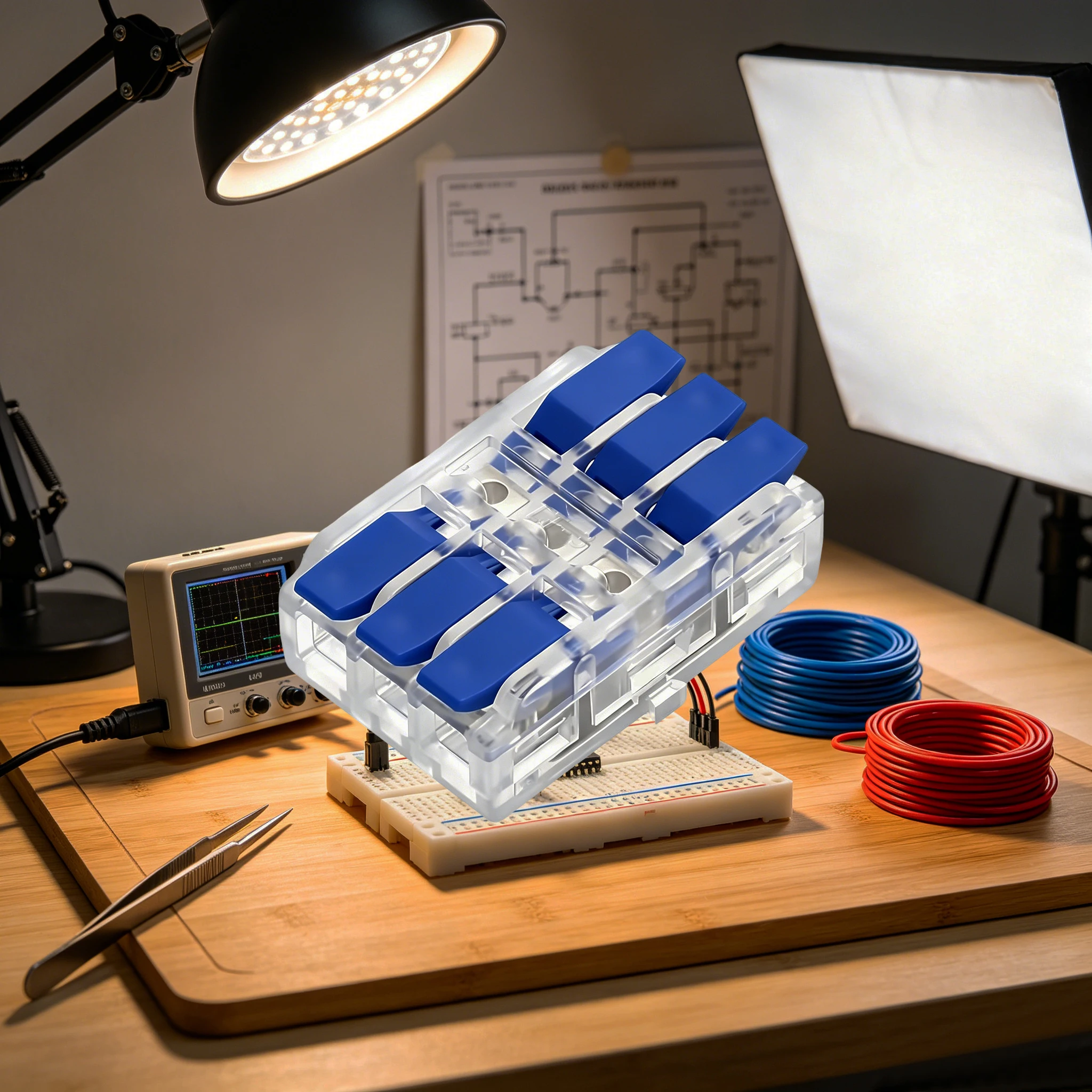 60PCS LT-3 Push-In Quick Wire Connectors, 3-position Spliceable Hard Wire Clamps, Fast Electrical Connectors for Industrial Ligh