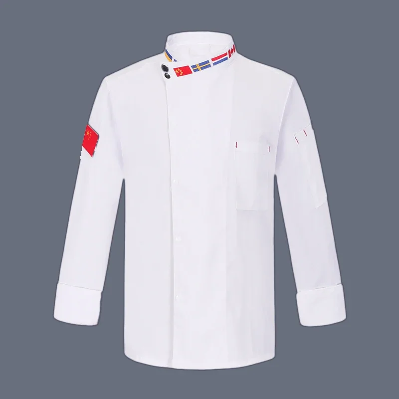 Chaqueta de Chef de manga corta Unisex, abrigo de cocinero negro, uniforme de camarero de restaurante chino, ropa de panadería blanca, hombres y mujeres