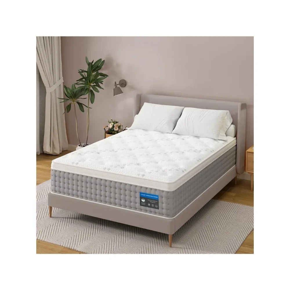 Queen Mattress 14 Inch - Hotel-Collection Hybrid Mattress Pain Relief - Deep Sleep Mattress Extra Lumbar & Hip Support Folding