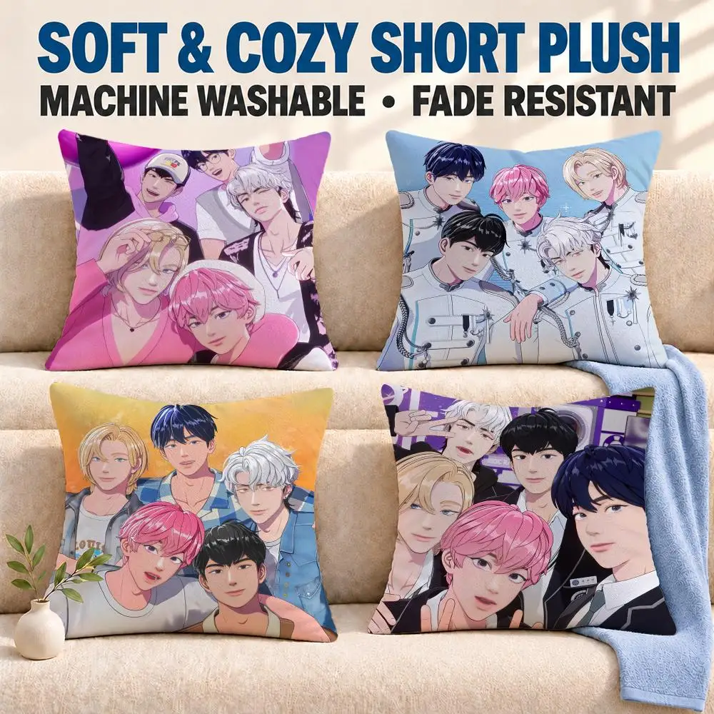 vtuber PLAVE Cushion Cover Soft Washable Pillowcase Cushion Cover for Sofa Bed Car Travel Office Home Decor