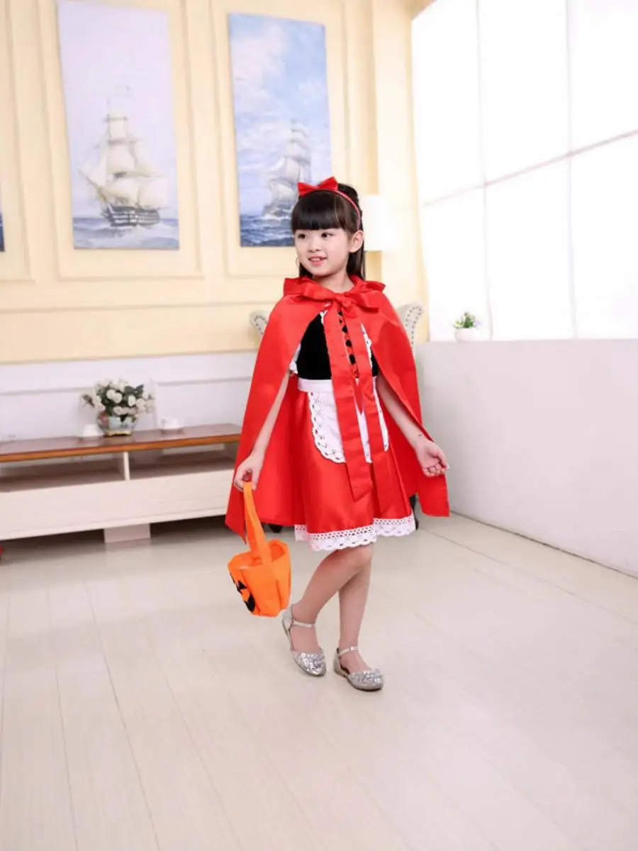 زي تنكري للأطفال على شكل أميرة الهالوين، ملابس تنكرية للفتيات الصغيرات على شكل ليلى والذئب، ملابس أداء للنساء البالغات #5