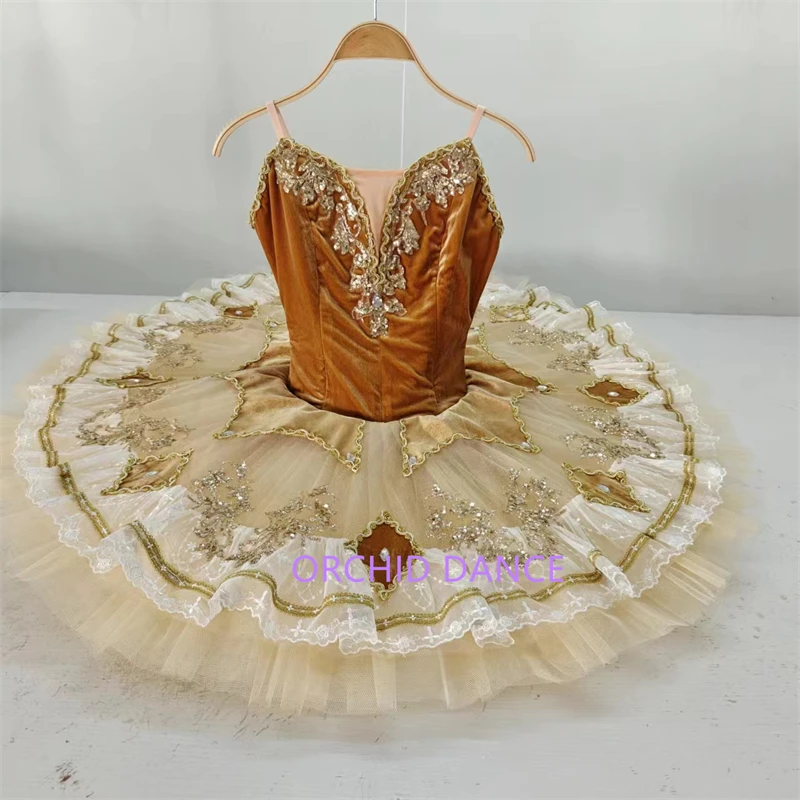 

hot selling Unique Design Kids Girls Children Women Adult Performance Wear Gold Pink Ballet Tutu Costumes