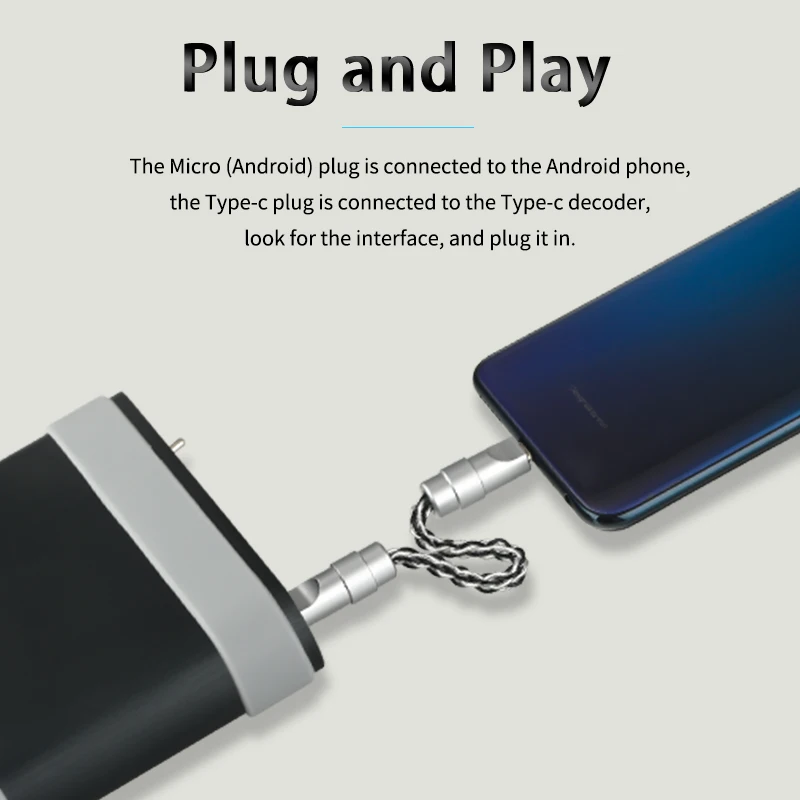 Hi-end perak berlapis Tipe C untuk Lightning & kabel mikro OTG Decoding Audio Dara Line untuk dekoder ponsel Notebook