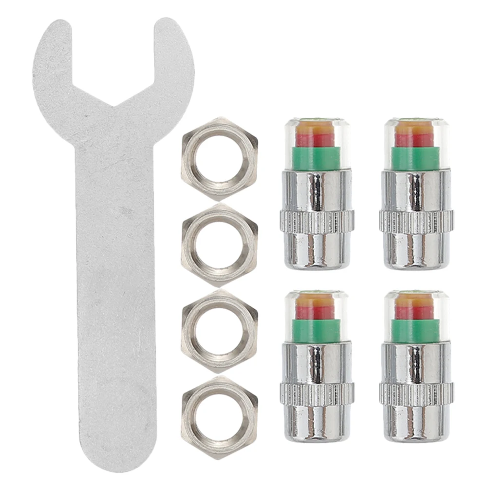 

1 Set Universal Tire Valve Caps Pressure Indicator Metal Core Anti-Leak Real-Time Monitoring Auto Motorcycle Truck Tyre Valve