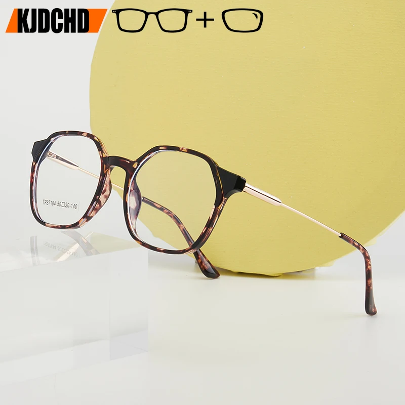 

KJDCHD Fashion Round Prescription Glasses Anti Blue Light/Photochromic Square Acetate Myopia Progressive Eyeglasses for Women