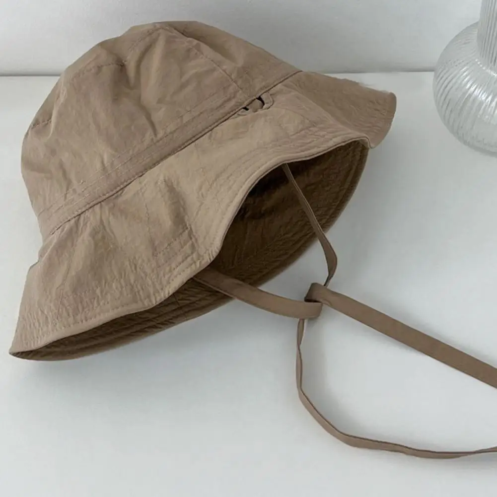 

Windproof Bucket Hat Stylish Women's Lace-up Fisherman Hat Wide Brim Windproof Strap Anti-uv Sunshade Summer Cap