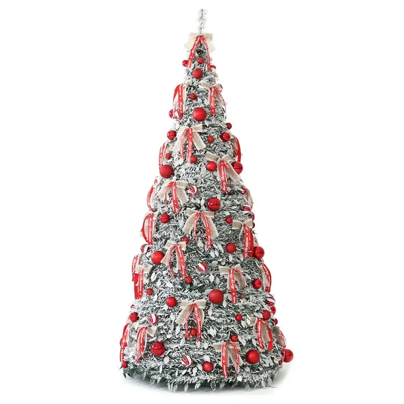 

Christmas tree foldable 1.5/1 8/2.1 meters household retractable portable flocking snow decorative tree