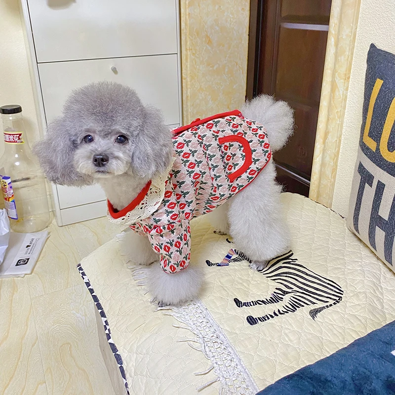 Autumn Puppy Clothes Teddy Flower Clothes Bichon Knitwear Pomeranian Winter Coat Pet Open Shirts Popular Dog Clothes No Scarf