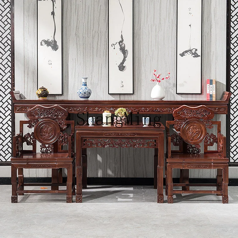 

FG solid wood Ganoderma lucidum Zhongtang six-piece set of purple gold sandalwood table four-piece antique table